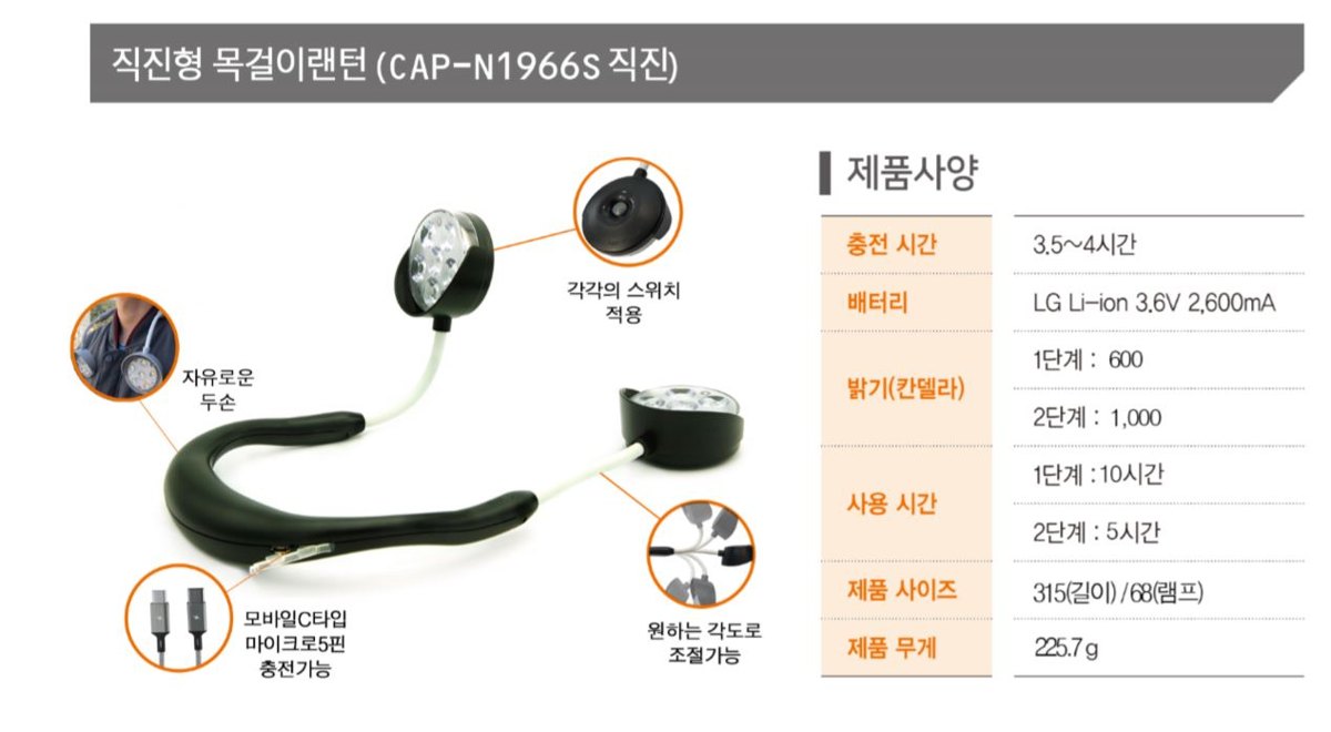 충전식 목걸이랜턴 직진형 상세 이미지